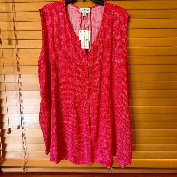 Grand & Greene Tops - GRAND & GREENE NWT RED & WHITE SLEEVELESS TOP/ TUNIC SIZE 3X